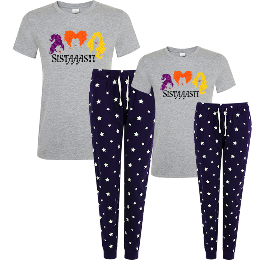 Sanderson Sisters Matching Halloween Navy Star Pyjamas