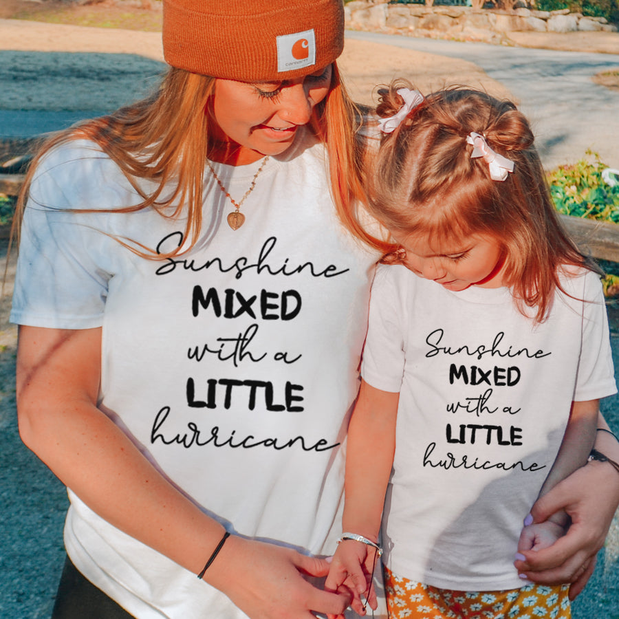 Sunshine & Hurricanes Mum & Kid Matching White T-Shirts