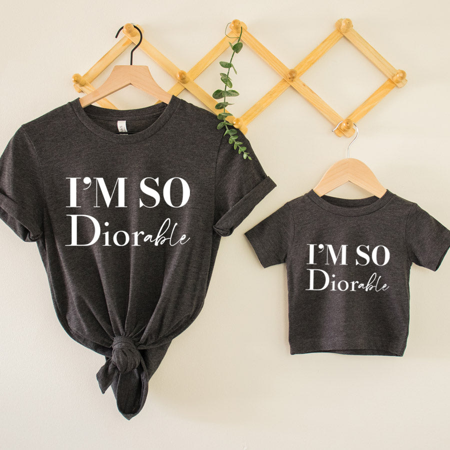 So Dior-Able Mum & Kid Matching Charcoal T-Shirts