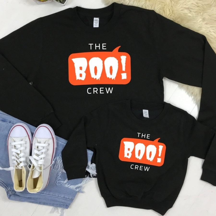 The Boo Crew Mum & Kid Matching Halloween Sweatshirts- Black