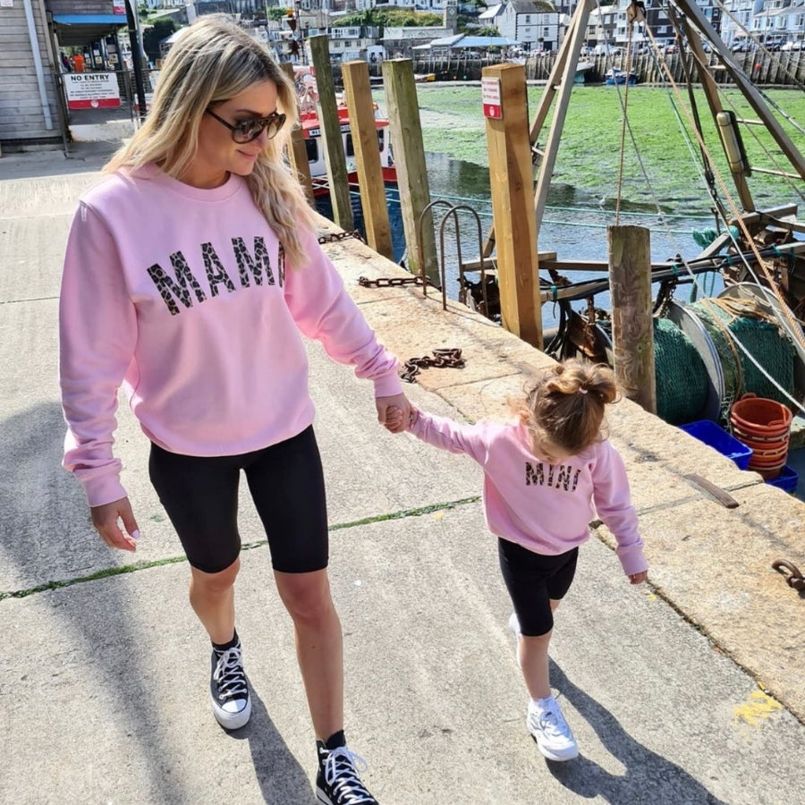 Mama & Mini Leopard Matching Baby Pink Sweatshirts