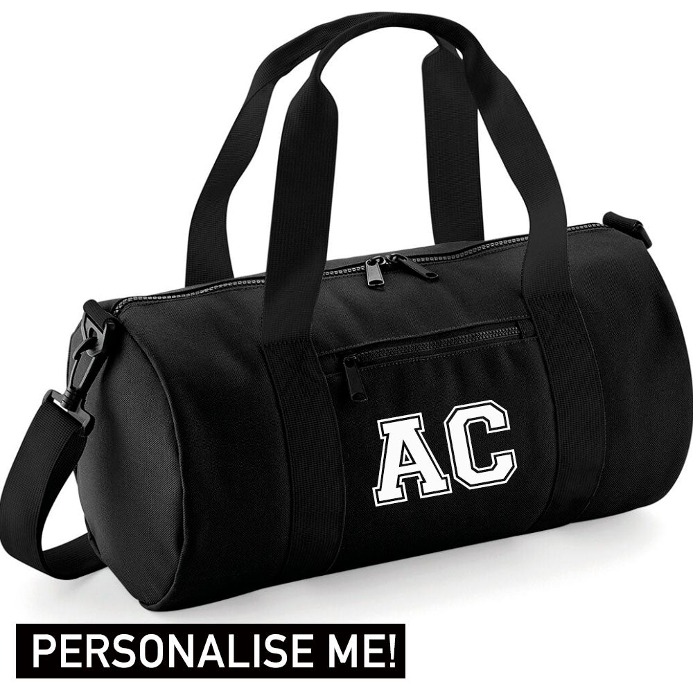 Personalised Initial Varsity Barrel Bag
