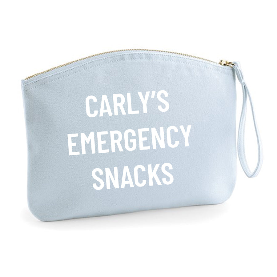 Personalised Name Emergency Snacks Zip Accessory Pouch