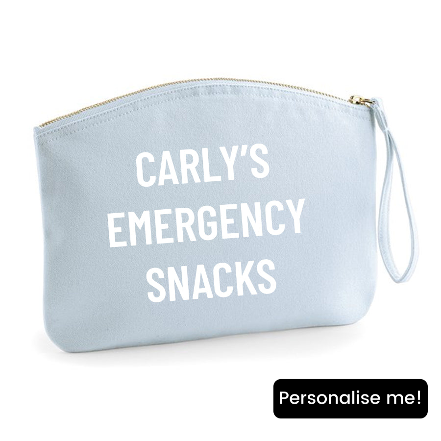 Personalised Name Emergency Snacks Zip Accessory Pouch