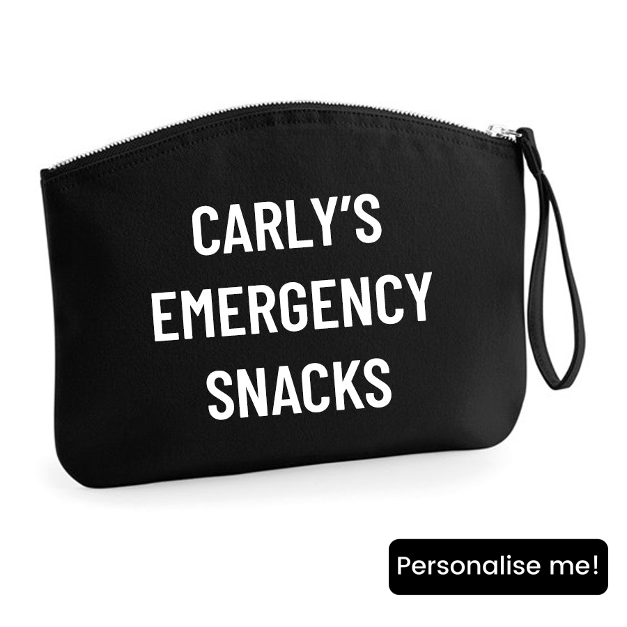 Personalised Name Emergency Snacks Zip Accessory Pouch