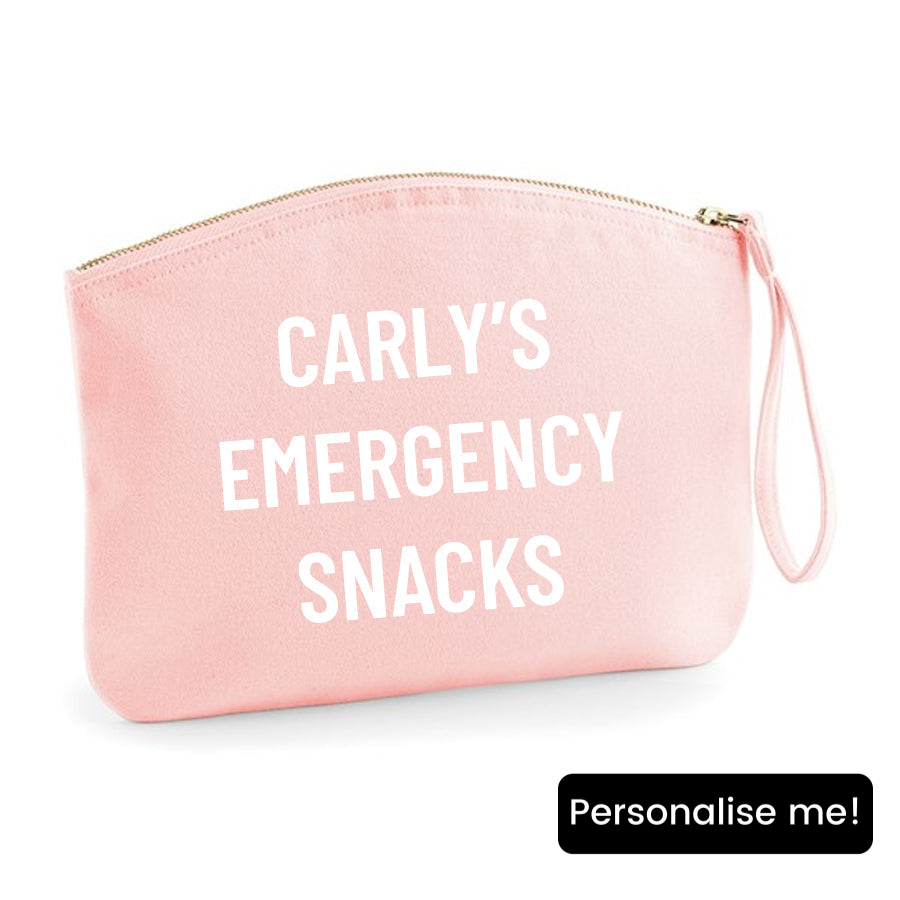 Personalised Name Emergency Snacks Zip Accessory Pouch