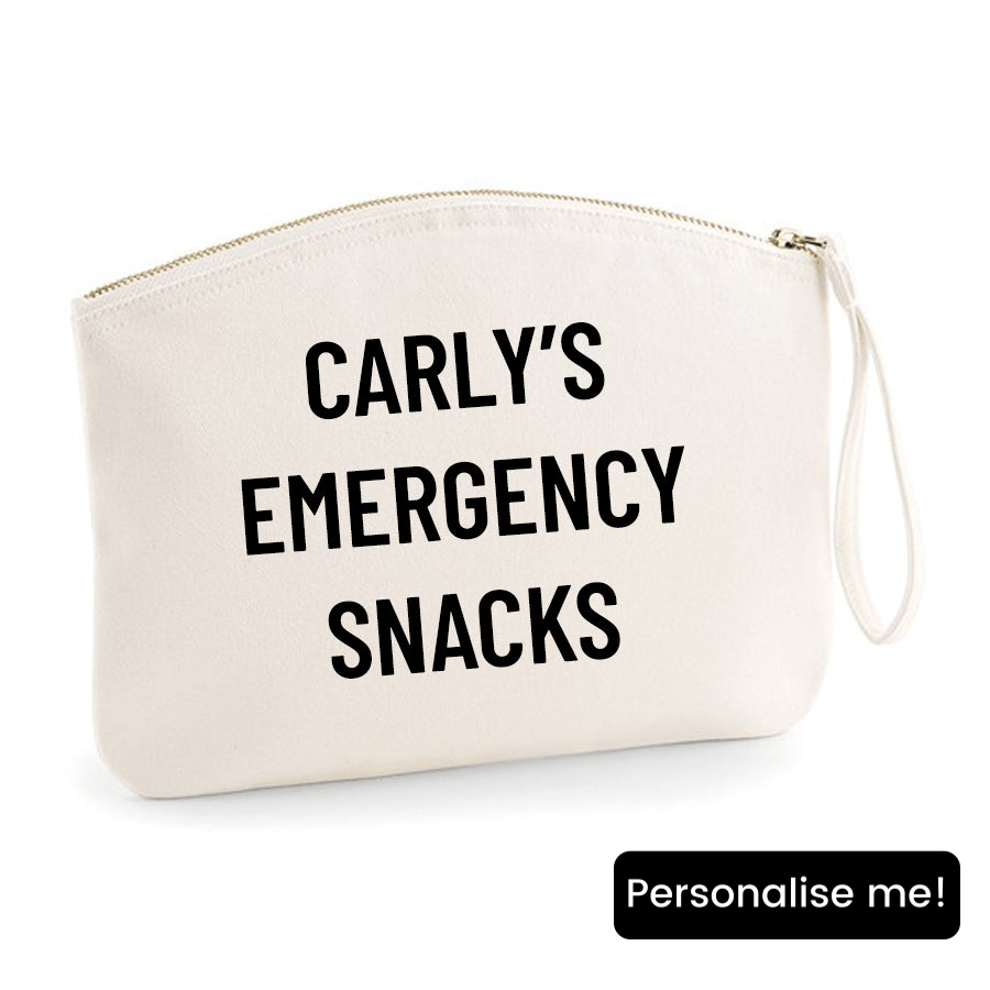 Personalised Name Emergency Snacks Zip Accessory Pouch