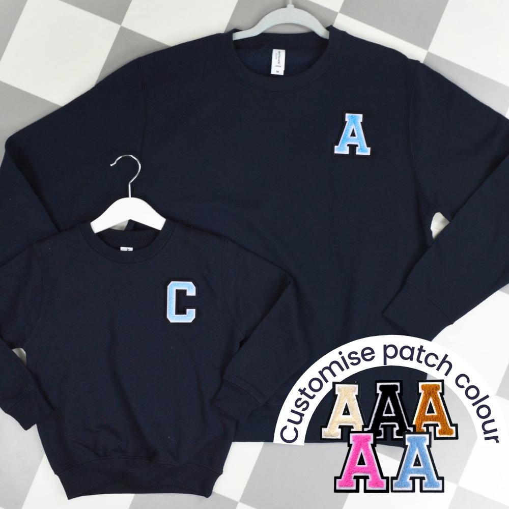 Patch 22 Navy Matching Initial Sweatshirts