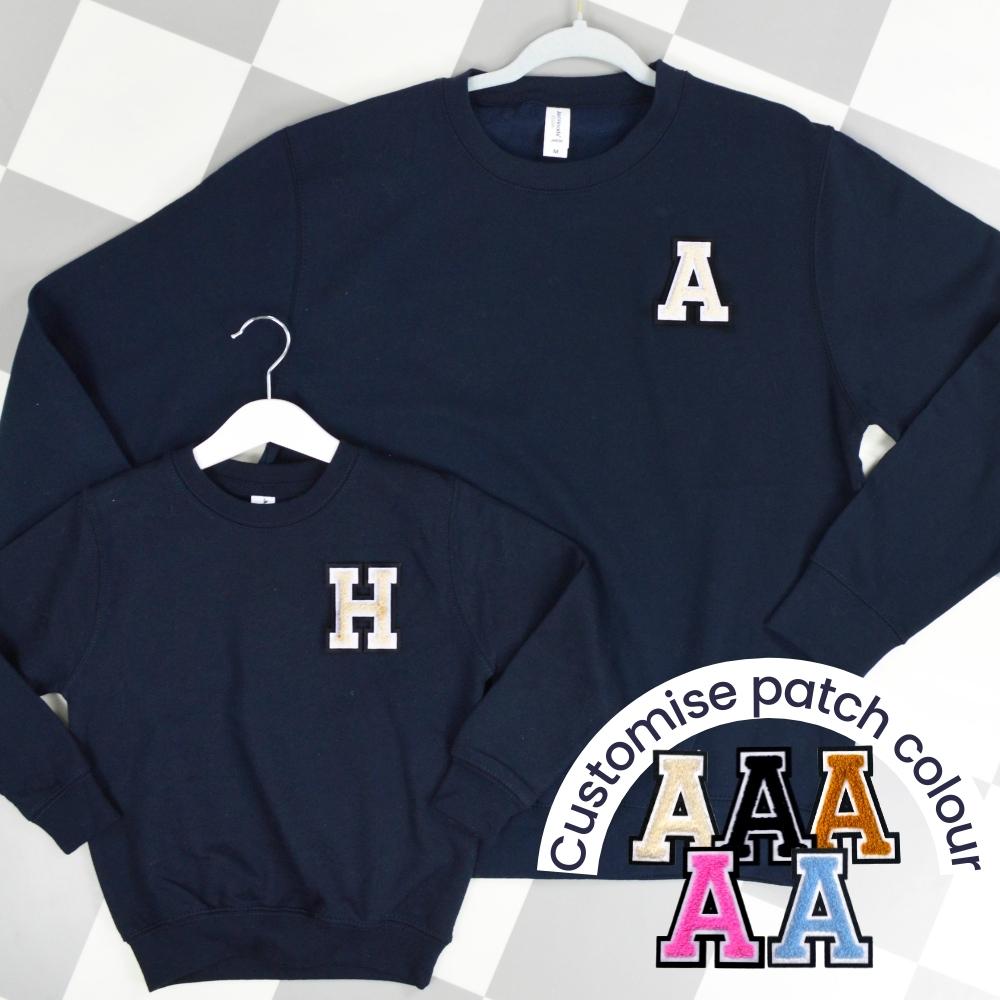 Patch 22 Navy Matching Initial Sweatshirts