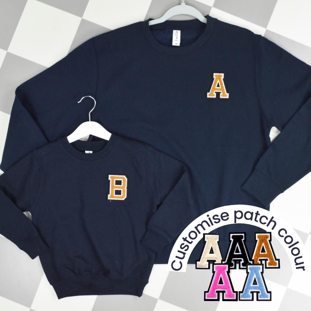 Patch 22 Navy Matching Initial Sweatshirts