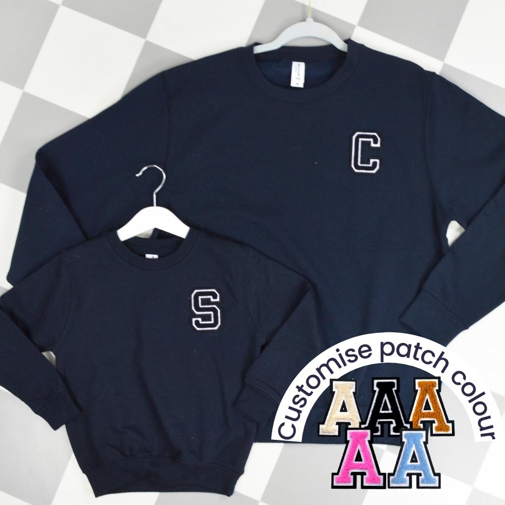 Patch 22 Navy Matching Initial Sweatshirts