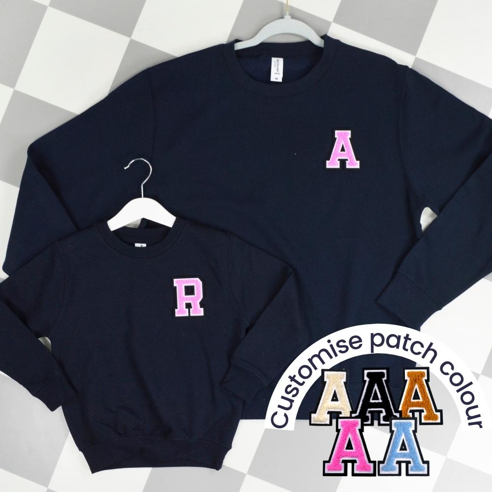 Patch 22 Navy Matching Initial Sweatshirts