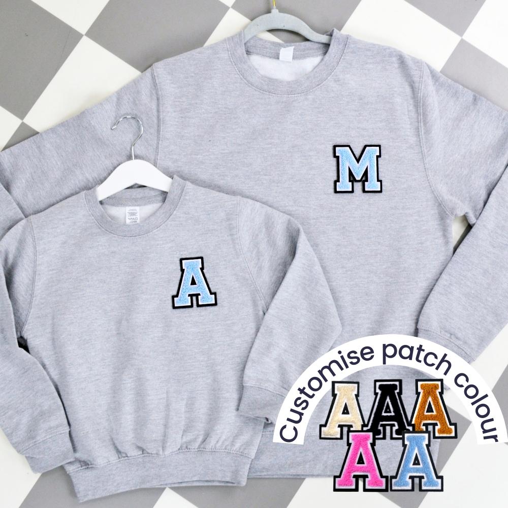 Patch 22 Heather Grey Matching Initial Sweatshirts