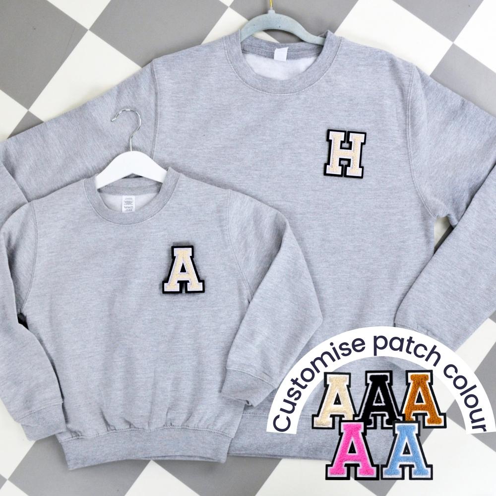 Patch 22 Heather Grey Matching Initial Sweatshirts