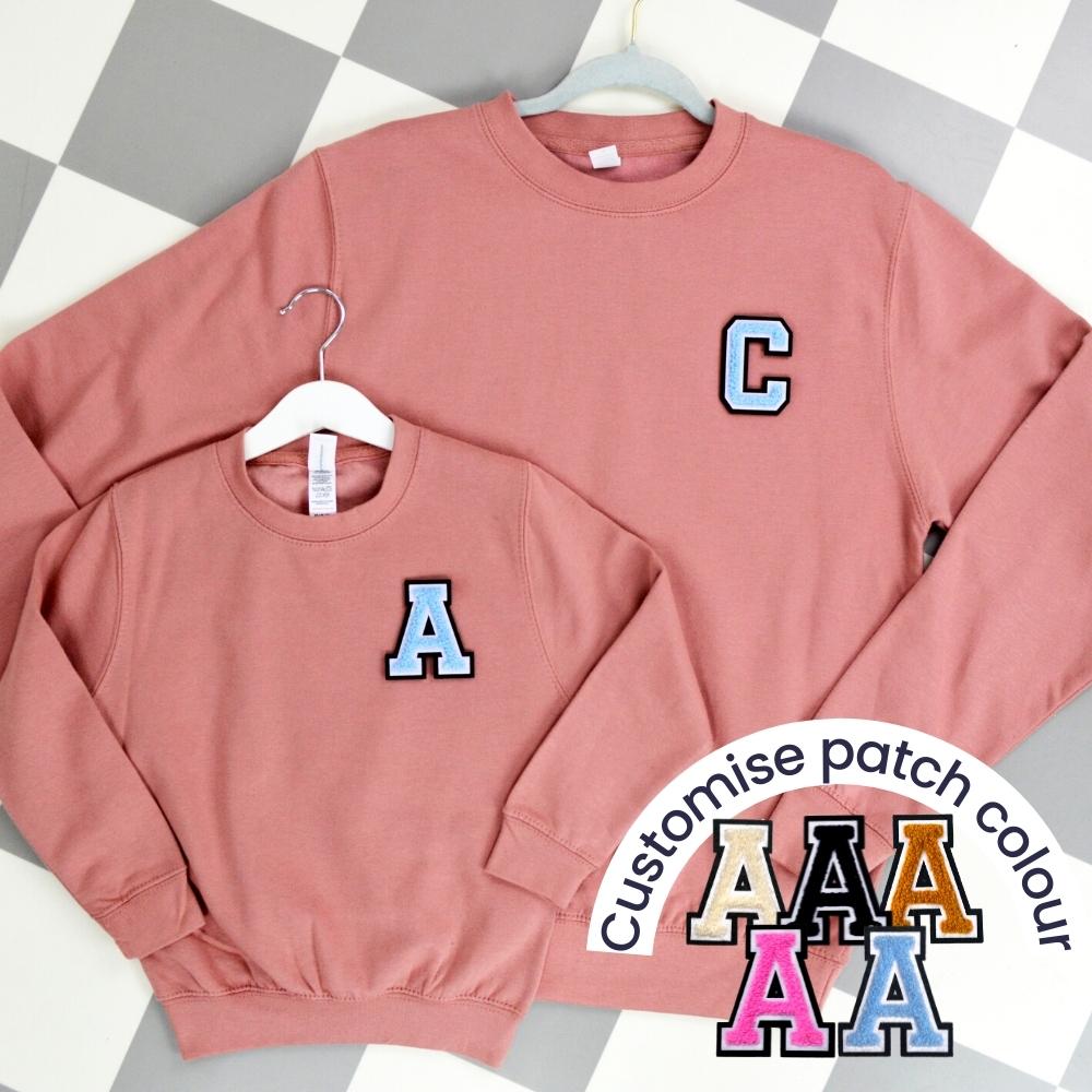 Patch 22 Dusty Pink Matching Initial Sweatshirts