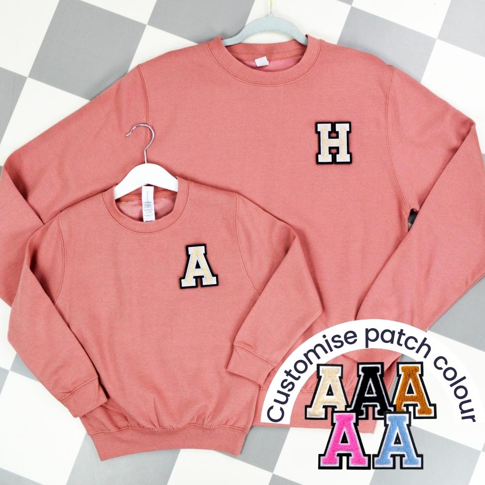 Patch 22 Dusty Pink Matching Initial Sweatshirts