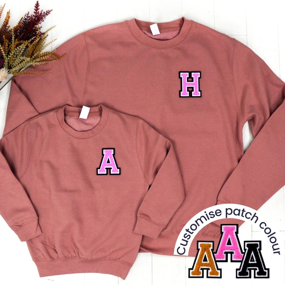 Patch 22 Dusty Pink Matching Initial Sweatshirts