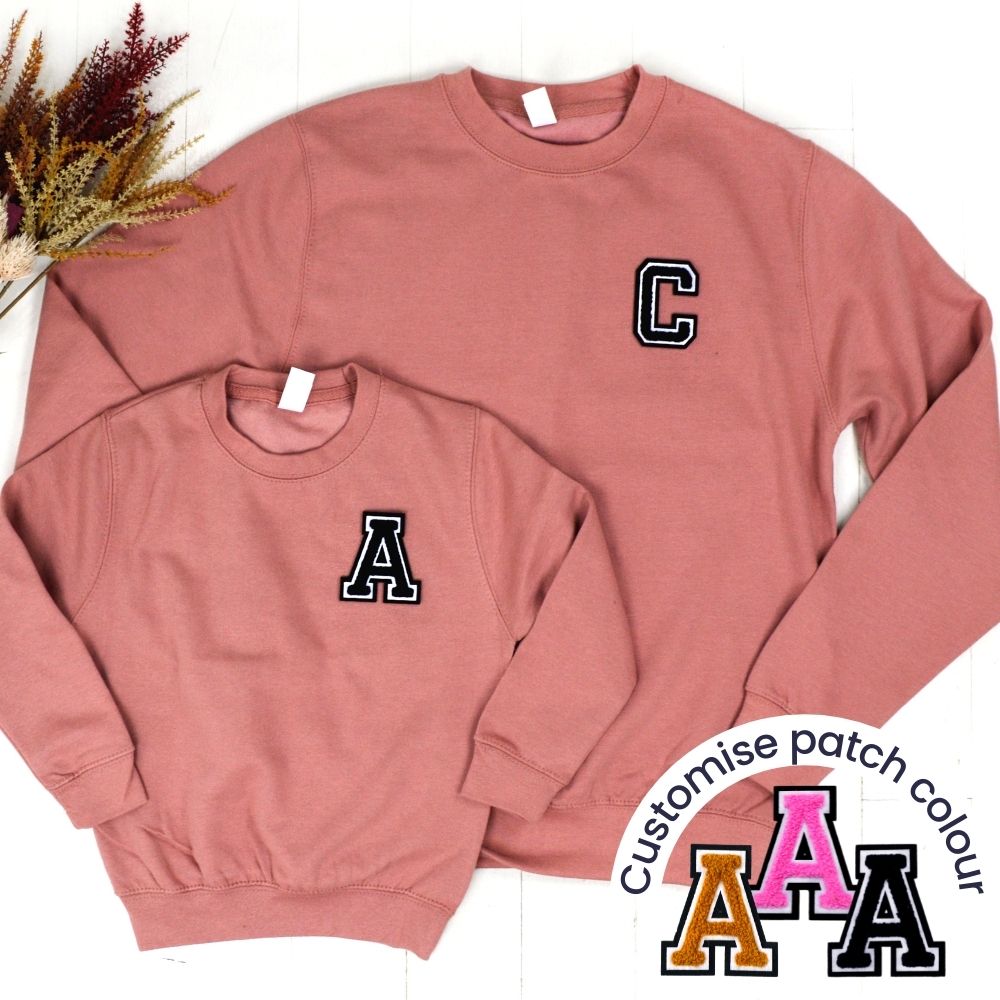 Patch 22 Dusty Pink Matching Initial Sweatshirts