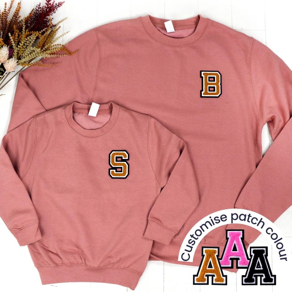 Patch 22 Dusty Pink Matching Initial Sweatshirts